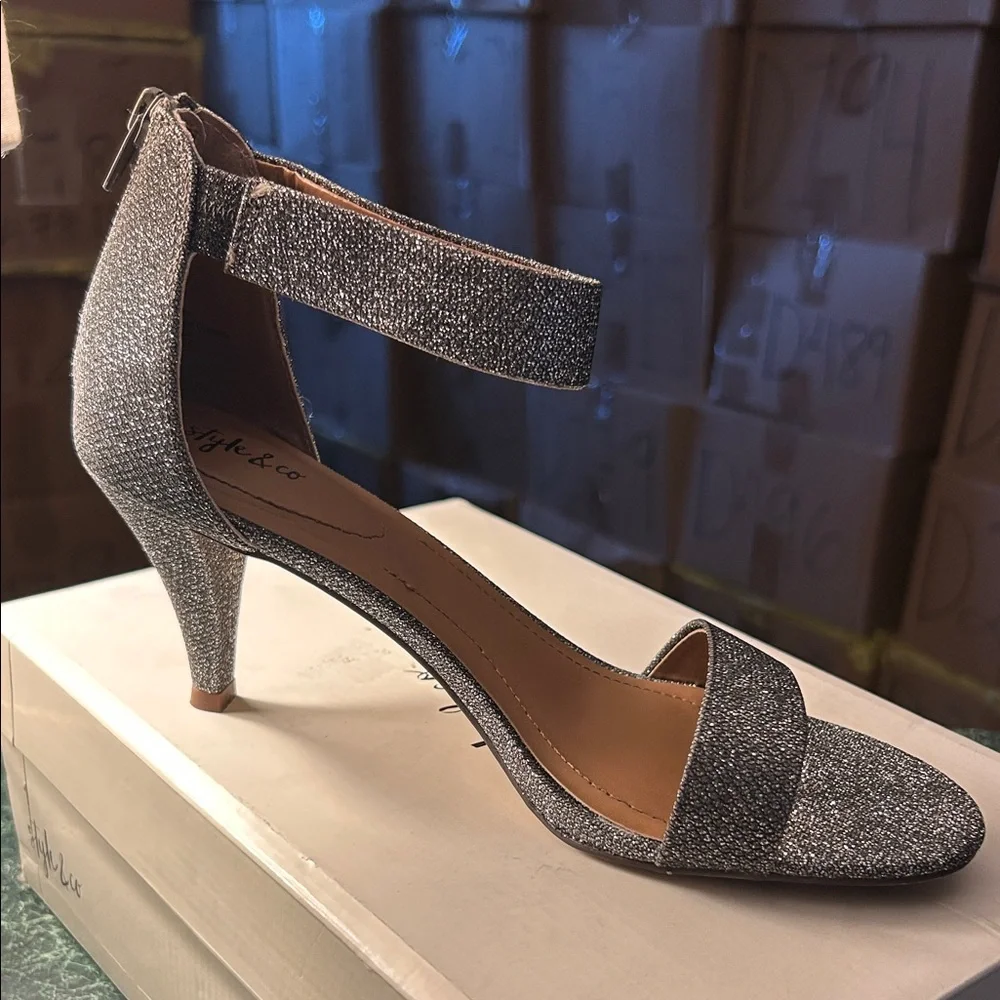 Style & Co. Glittering Silver Heels